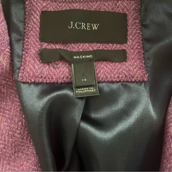 J. Crew hack-ing herringbone wool amethyst purple size 14 jacket large blazer - Picture 8 of 9